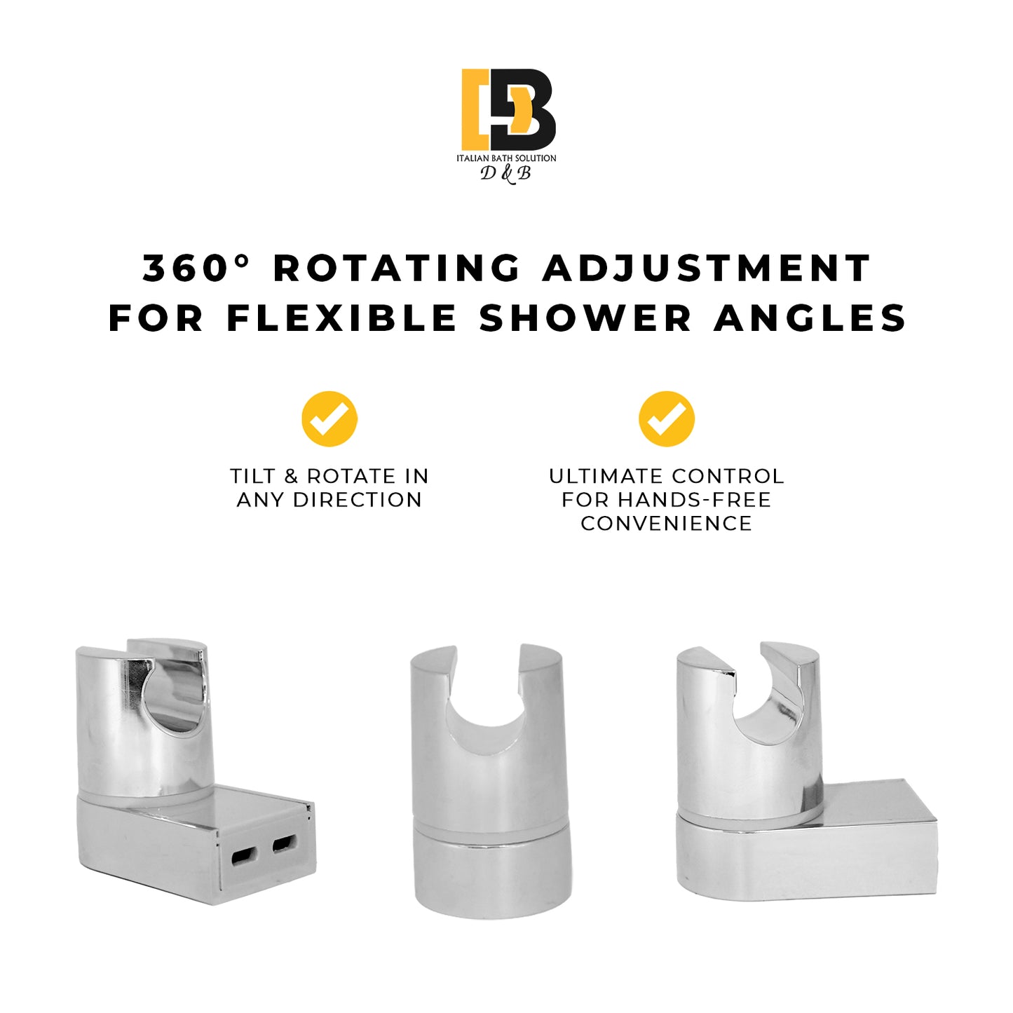 Universal Shower Head Holder Bracket(Silver chrome) – Adjustable Shower Mount for Handheld Shower heads ABS Wall Mount