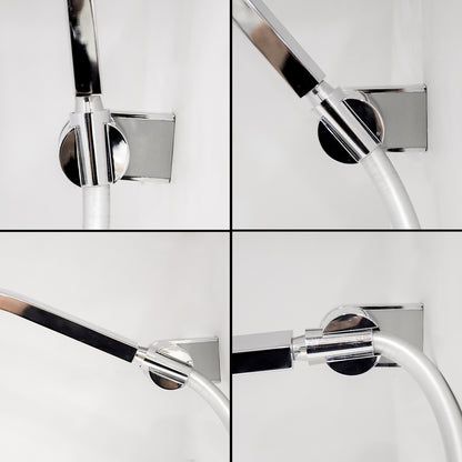 Universal Shower Head Holder Bracket(Silver chrome) – Adjustable Shower Mount for Handheld Shower heads ABS Wall Mount