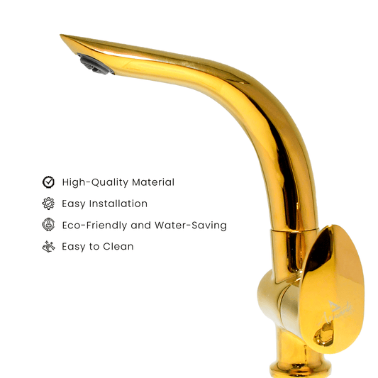 Nautica Swan Neck - Gold | Elegant & Premium Bathroom Faucet - D&B Bathware