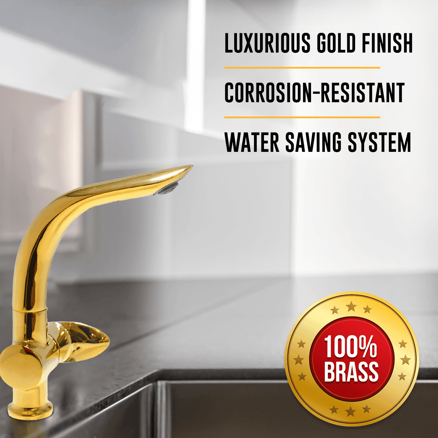 Nautica Swan Neck - Gold | Elegant & Premium Bathroom Faucet - D&B Bathware
