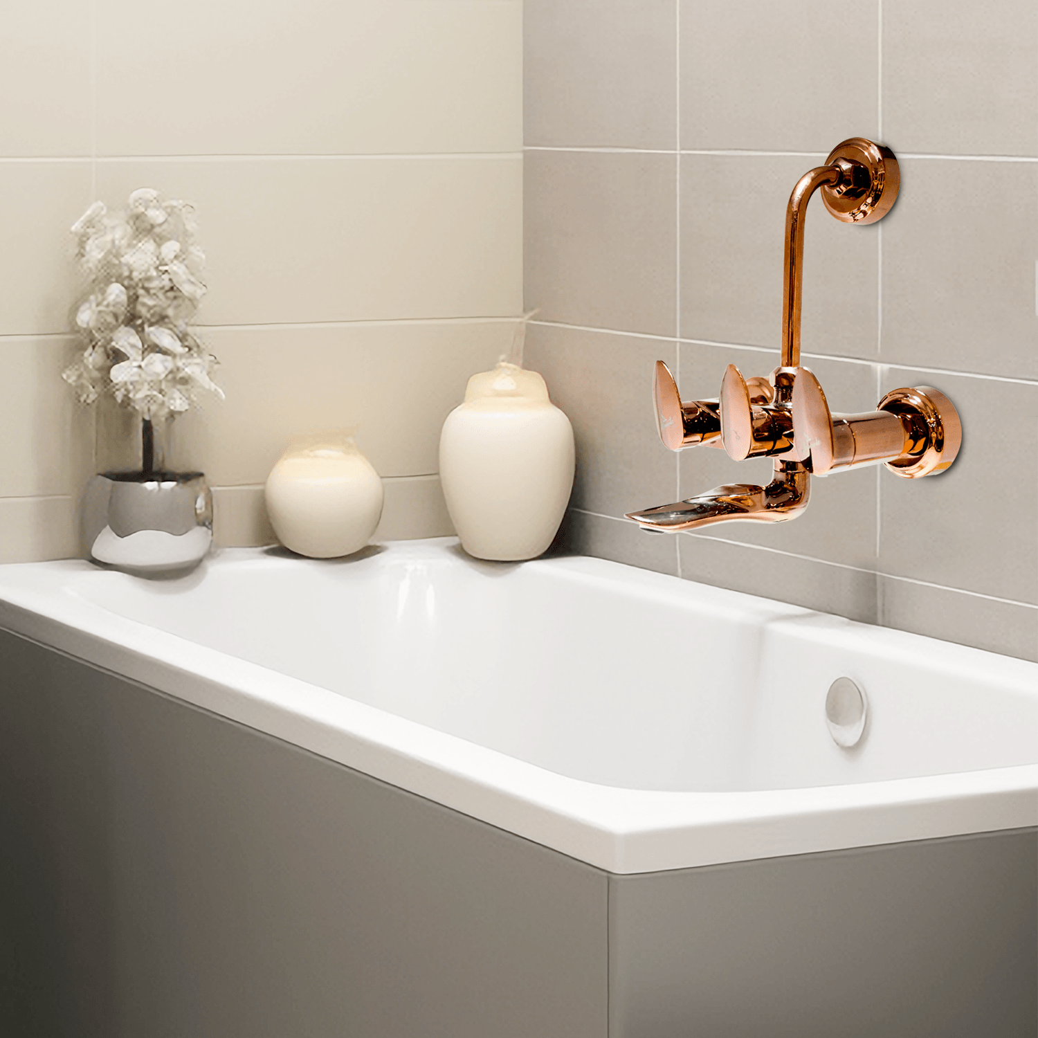 Nautica Wall Mixer 2-in-1 with L Band - Rose Gold | Premium Bathroom Fixture - D&B Bathware