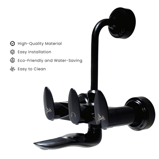 Nautica Wall Mixer 2 in 1 with L Band - Black | Stylish & Functional Shower Mixer | DB Bathware - D&B Bathware