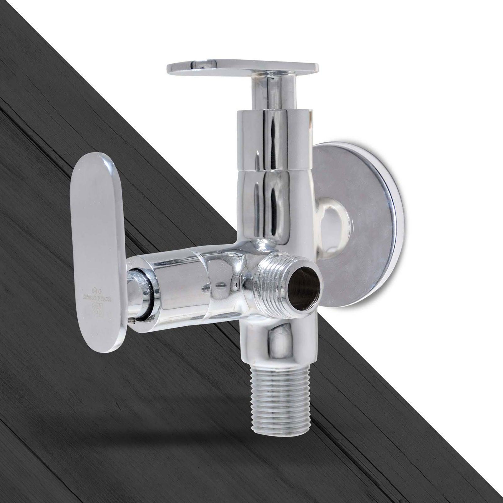 OLIVIA Premium Brass 2 Way Angle Valve Tap with Flange for Bathroom & Kitchen - D&B Bathware