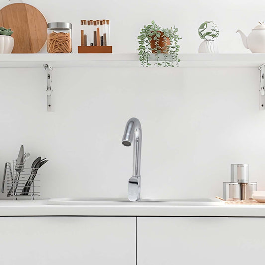 OLIVIA Single Lever Swan Neck Cock with Flange –  Chrome Finish Tap Form Flow - D&B Bathware