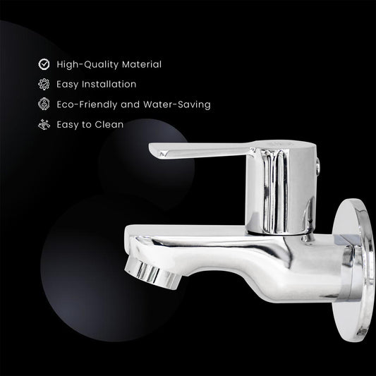 PICCOLO Brass Bib Cock Tap High Flow | Brass Flange| for Bathroom/Kitchen Chrome