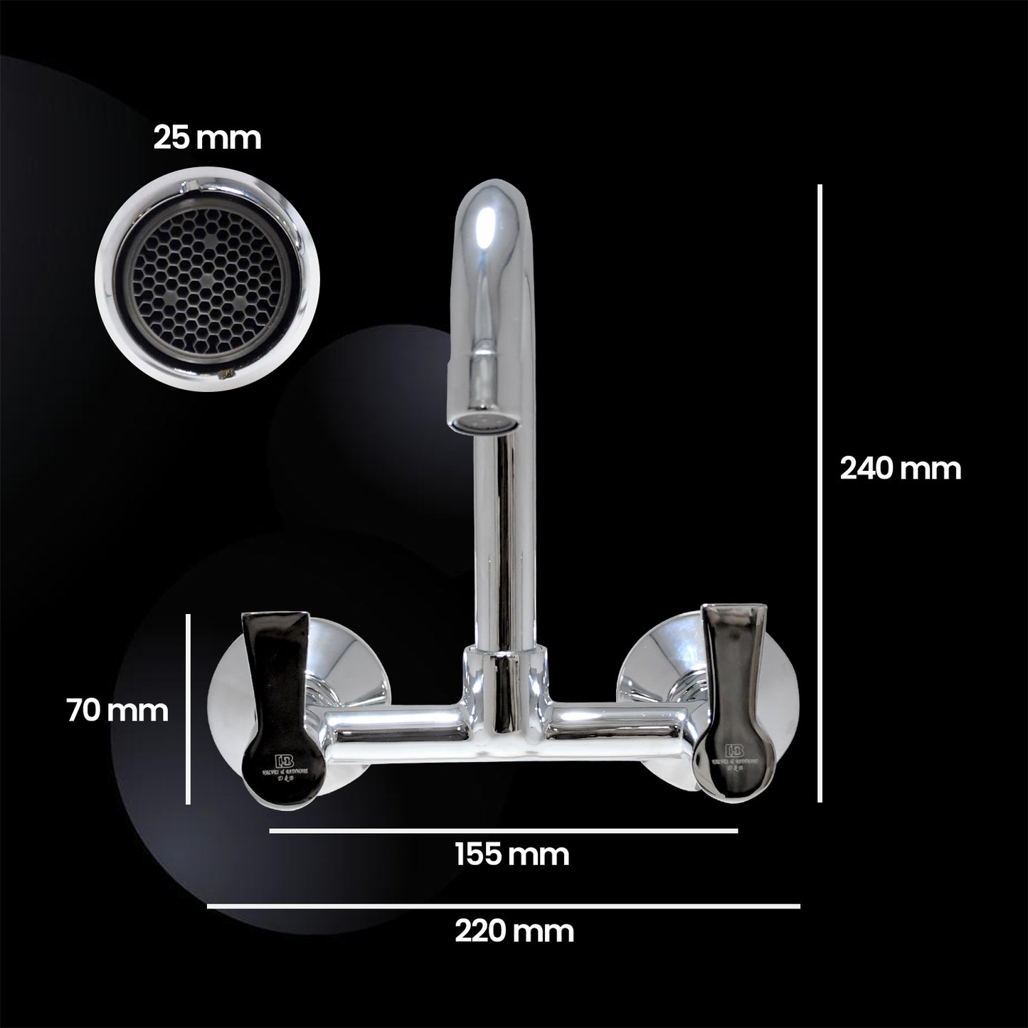 PICCOLO Brass Kitchen Sink Mixer Tap|2 Handle Tap | Kitchen Sink/Basin Complete