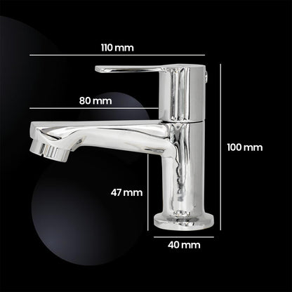 PICCOLO Full Brass Pillar Cock Tap – Chrome Finish Tap for Bathroom & Kitchen