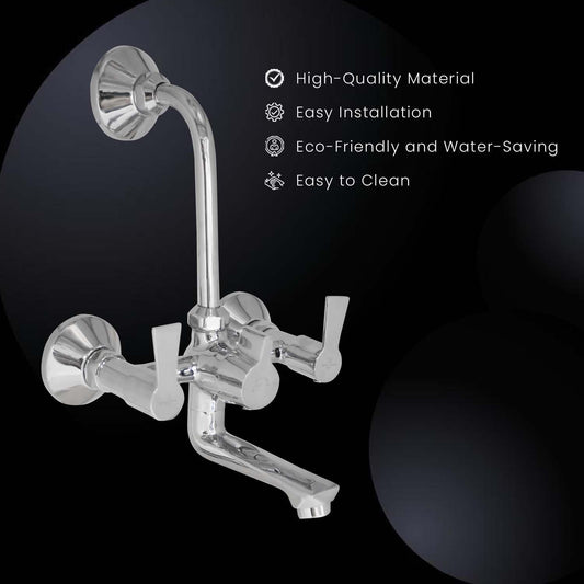 PICCOLO Full Brass 2in1 Wall Mixer with L Bend Ideal for -  Bathroom and Kitchen - D&B Bathware