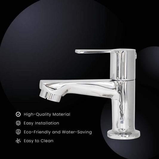 PICCOLO Full Brass Pillar Cock Tap – Chrome Finish Tap for Bathroom & Kitchen - D&B Bathware