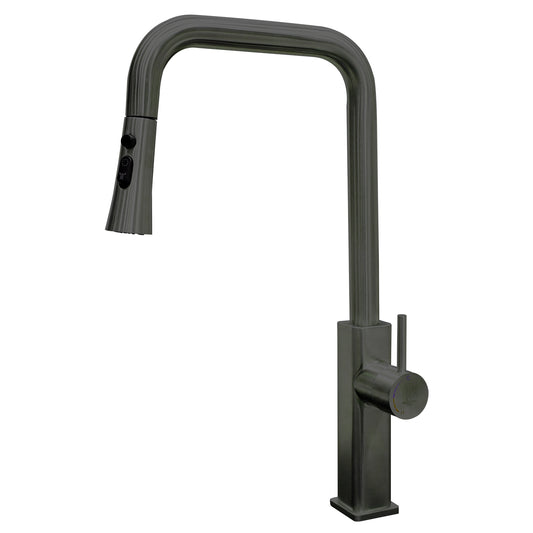 D&B Bathware SUS 304 Grade Stainless Steel Pull Out Kitchen Sink Faucet – Hot & Cold Mixer Tap  Graphite Grey