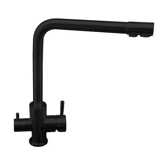 &B Bathware SUS 304 Grade Hot & Cold Dual Lever Kitchen Sink Mixer Faucet – 360° Rotatable Tap - Beast Black