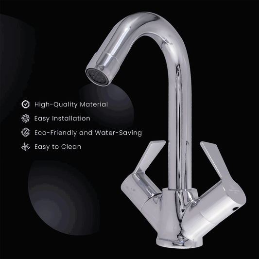Piccolo Center Hole Basin Mixer Ideal Tap for Kitchen & Bathroom with Brass Legs Connector Faucet Set - D&B Bathware