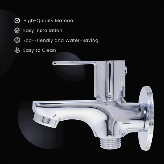 Piccolo Full Brass 2 Way Bib Cock Tap Ideal for Bathroom & Kitchen Chrome Finish Faucet Set - D&B Bathware