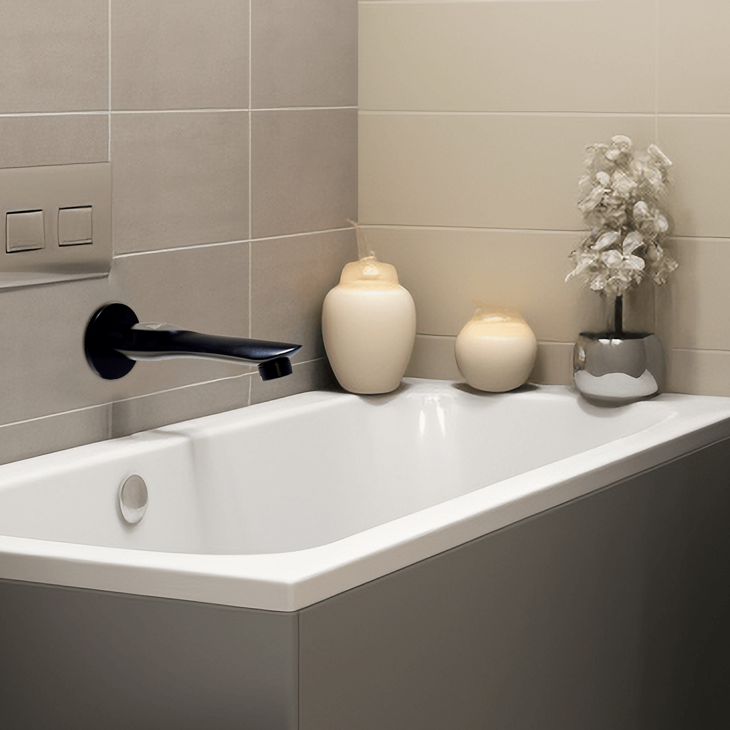 Plain Black Bath Spout | Modern, Stylish & Durable Bathroom Faucet - D&B Bathware