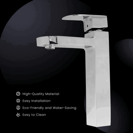 Premium Tall Boy Basin Mixer Tap Chrome Finish Brass Faucet for Sink LEAF VIVENTE Basin Mixer Faucet (Deck Mount Installation Type) - D&B Bathware