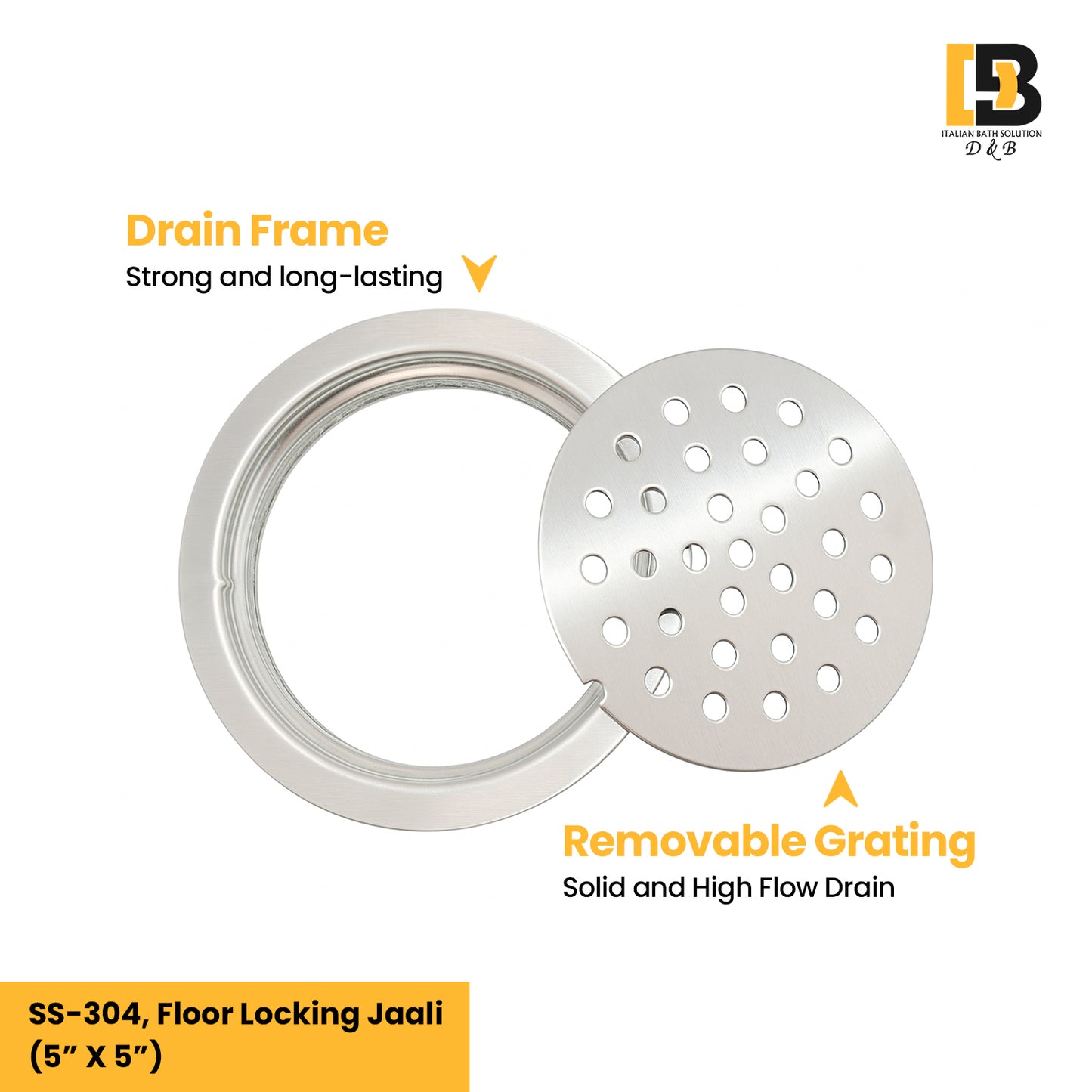 5x5 Inch Stainless Steel Locking Floor Drain Jali – Anti-Clog Cover( ROUND 121 )