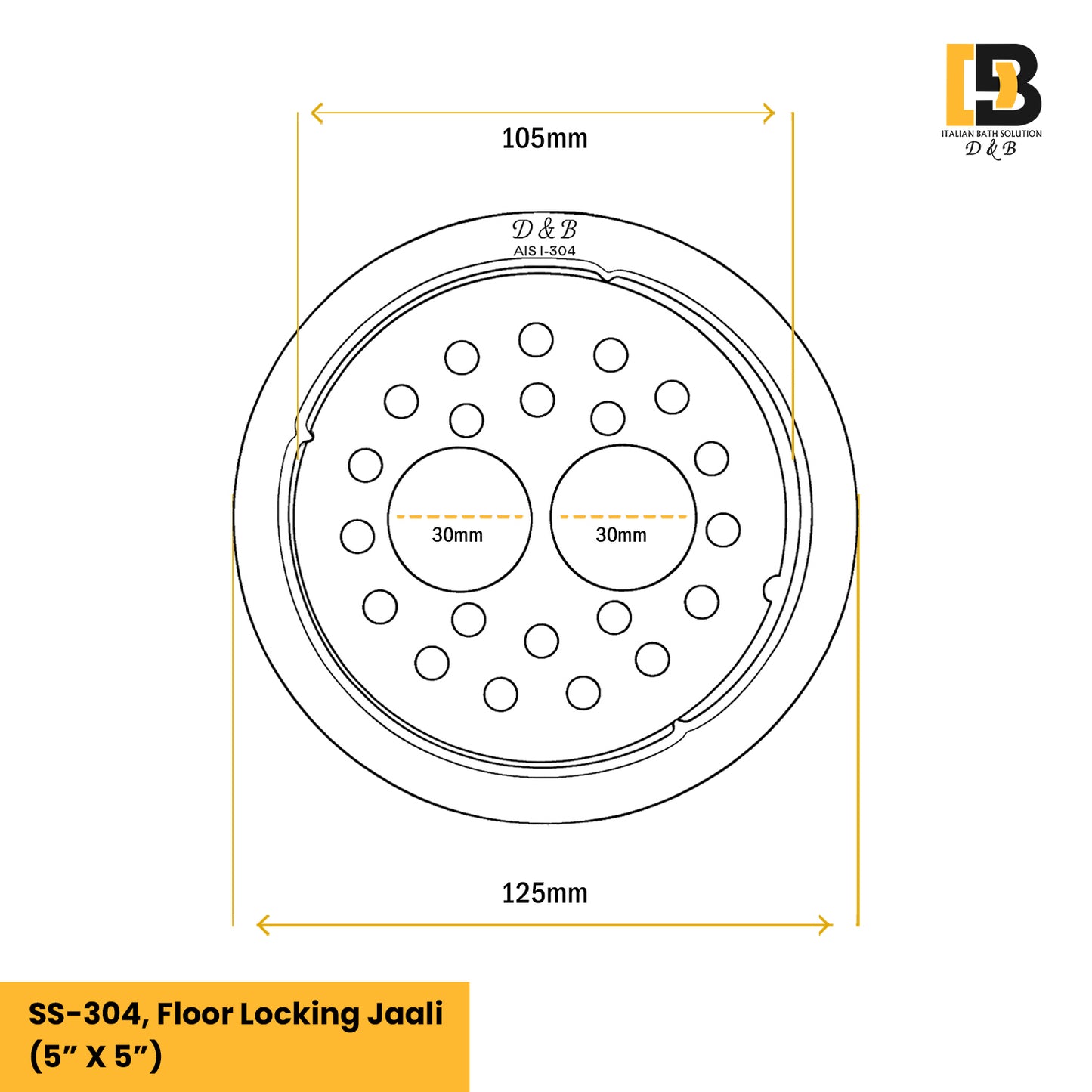 5x5 Inch Stainless Steel Locking Floor Drain Jali – Anti-Clog Cover( ROUND 121-DH )