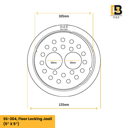 5x5 Inch Stainless Steel Locking Floor Drain Jali – Anti-Clog Cover( ROUND 121-DH )