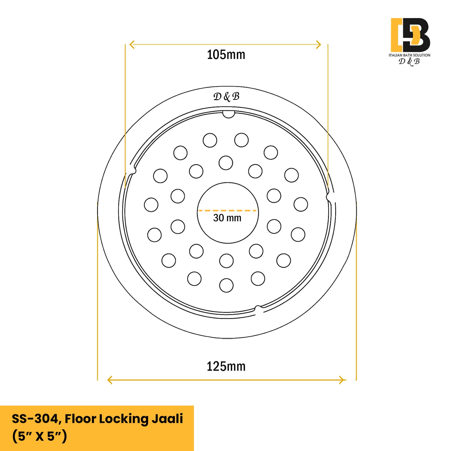 5x5 Inch Stainless Steel Locking Floor Drain Jali – Anti-Clog Cover( ROUND 121-H )