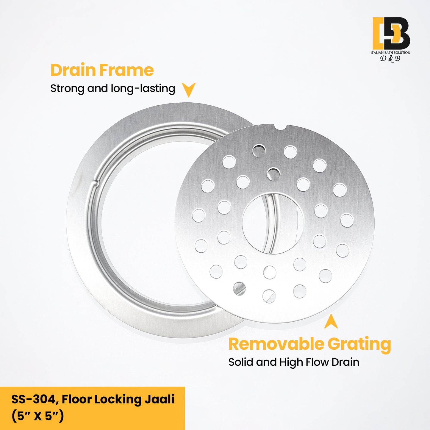 5x5 Inch Stainless Steel Locking Floor Drain Jali – Anti-Clog Cover( ROUND 121-H )