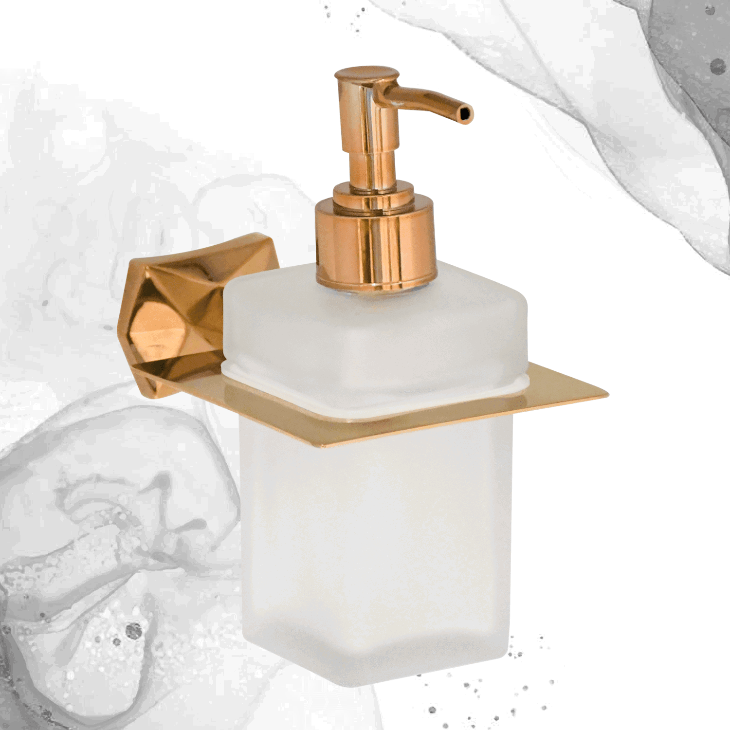 Rose Gold Glass Liquid Soap Dispenser Gloria Series – Elegant Bathroom & Kitchen Dispenser, Luxury Rose Gold Design - D&B Bathware