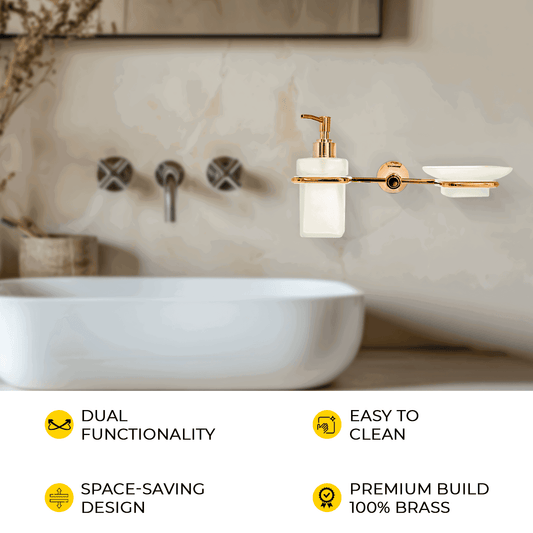 Rose Gold Liquid Dispenser & Soup Dish - FLORIS Series | Elegant & Functional Design - D&B Bathware