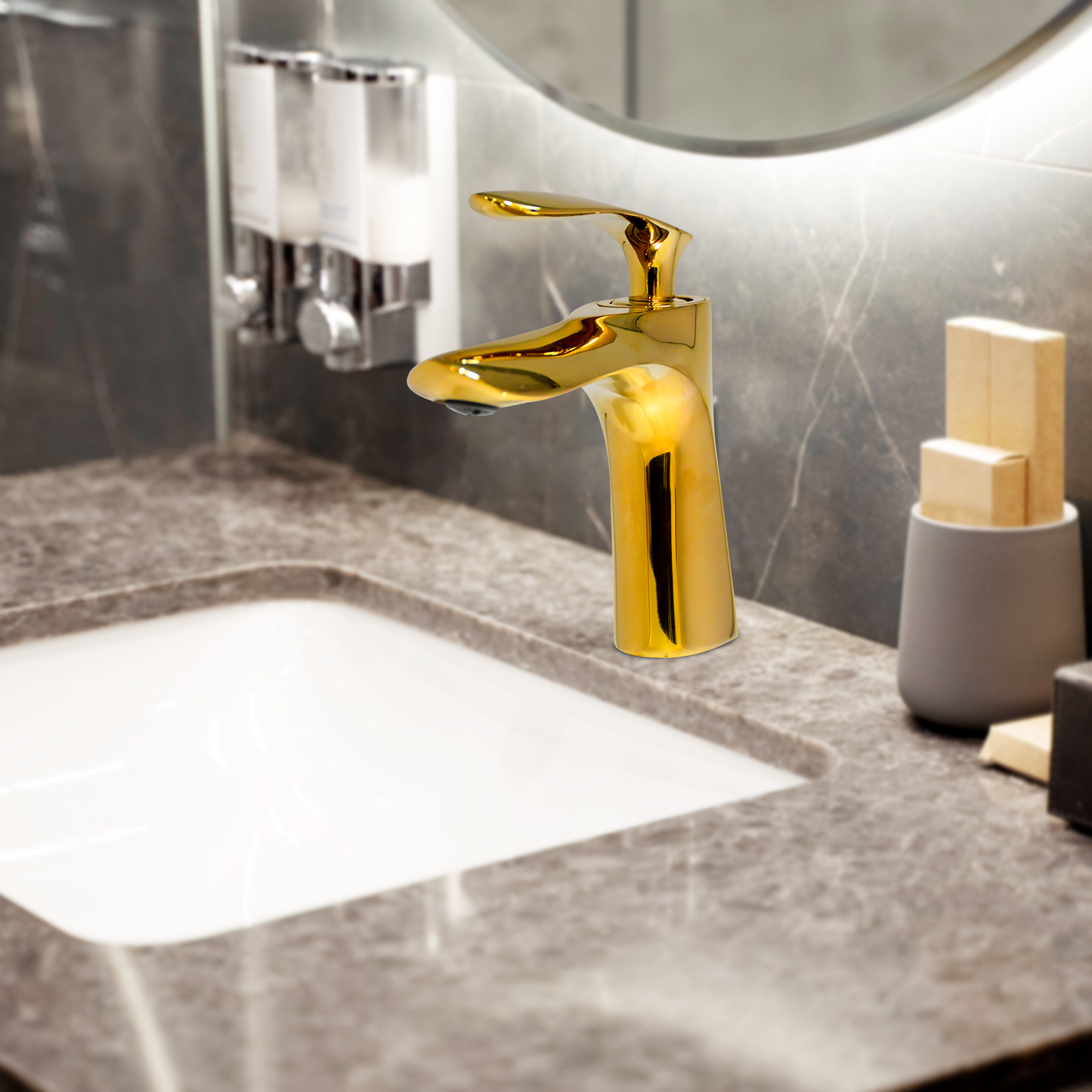 Short Boy Basin Mixer Gold | Stylish Gold Basin Tap for Small Bathrooms