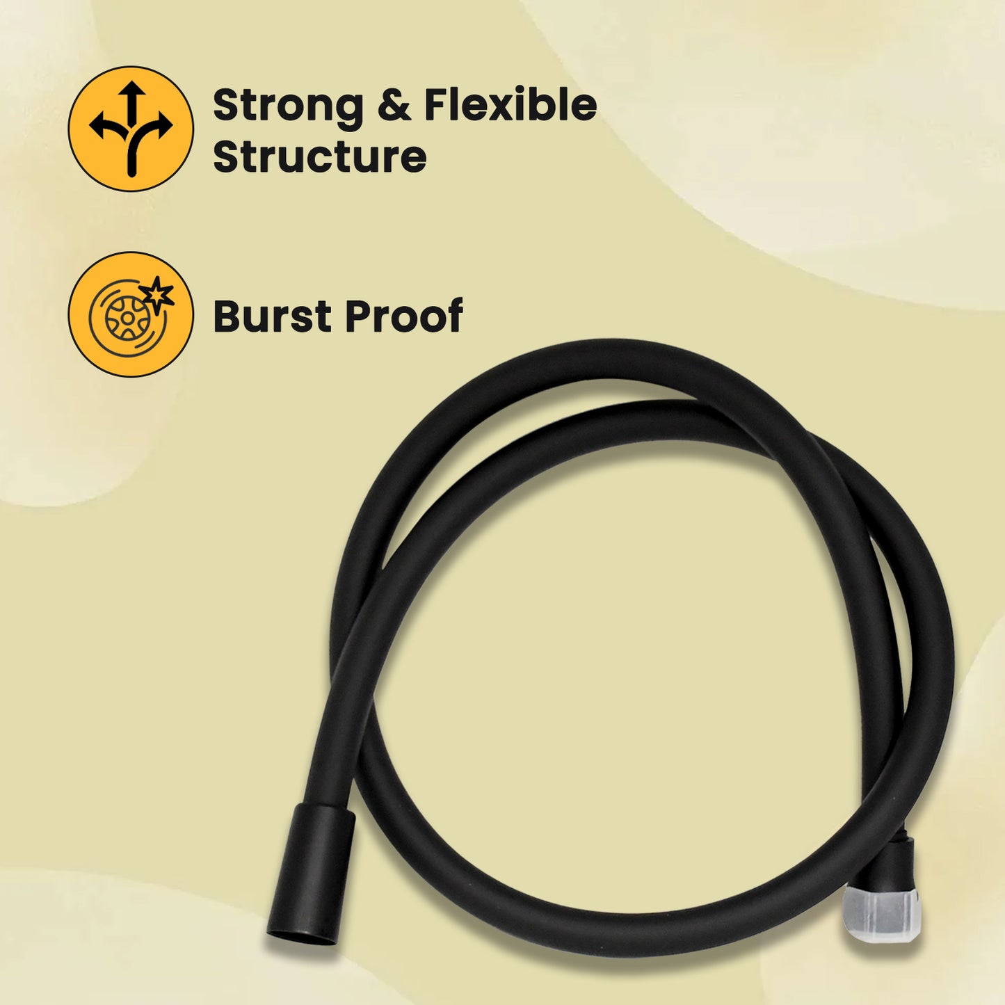 D&B Special Dura Heavy Duty PVC Hand Shower Hose | Health Faucet Pipe with Brass Connectors | Burst-Proof Hose for Handheld Shower | Beast Black Finish