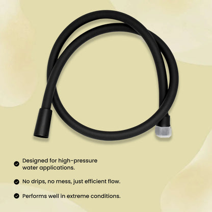 D&B Special Dura Heavy Duty PVC Hand Shower Hose | Health Faucet Pipe with Brass Connectors | Burst-Proof Hose for Handheld Shower | Beast Black Finish