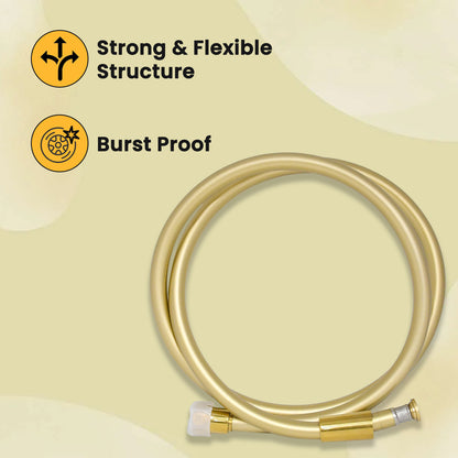 D&B Special Dura Heavy Duty PVC Hand Shower Hose | Health Faucet Pipe with Brass Connectors | Burst-Proof Hose for Handheld Shower | Antique Brushed Gold Matte Finish