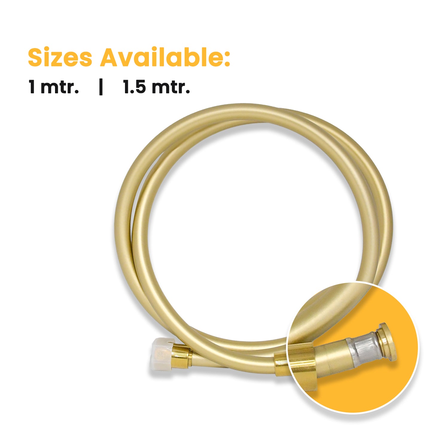 D&B Special Dura Heavy Duty PVC Hand Shower Hose | Health Faucet Pipe with Brass Connectors | Burst-Proof Hose for Handheld Shower | Antique Brushed Gold Matte Finish