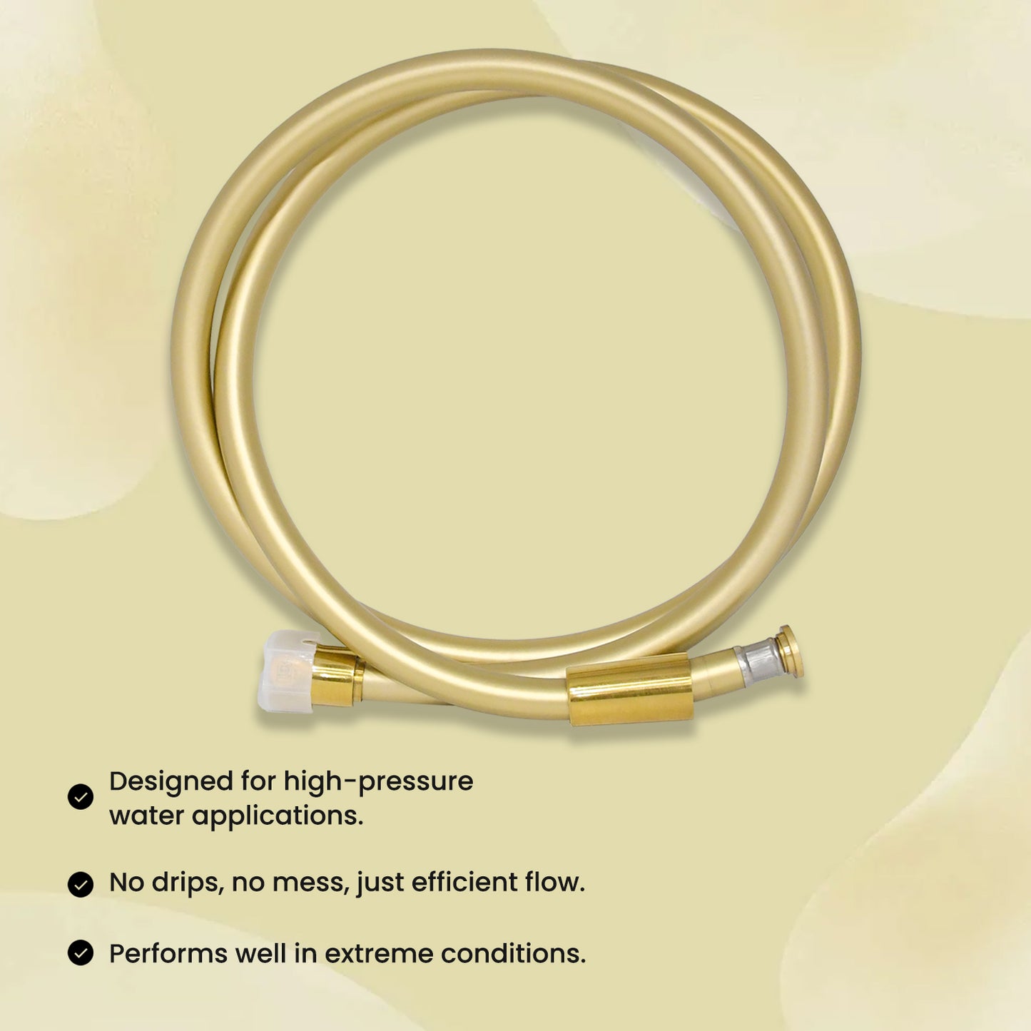 D&B Special Dura Heavy Duty PVC Hand Shower Hose | Health Faucet Pipe with Brass Connectors | Burst-Proof Hose for Handheld Shower | Antique Brushed Gold Matte Finish