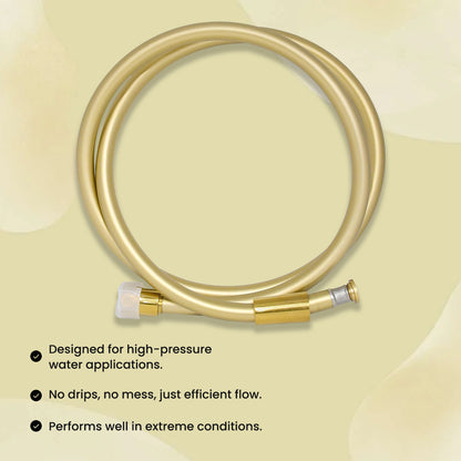 D&B Special Dura Heavy Duty PVC Hand Shower Hose | Health Faucet Pipe with Brass Connectors | Burst-Proof Hose for Handheld Shower | Antique Brushed Gold Matte Finish