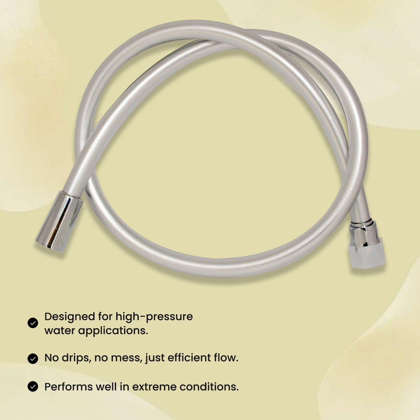 D&B Special Dura Heavy Duty PVC Hand Shower Hose | Health Faucet Pipe with Brass Connectors | Burst-Proof Hose for Handheld Shower | Silver Matt Finish