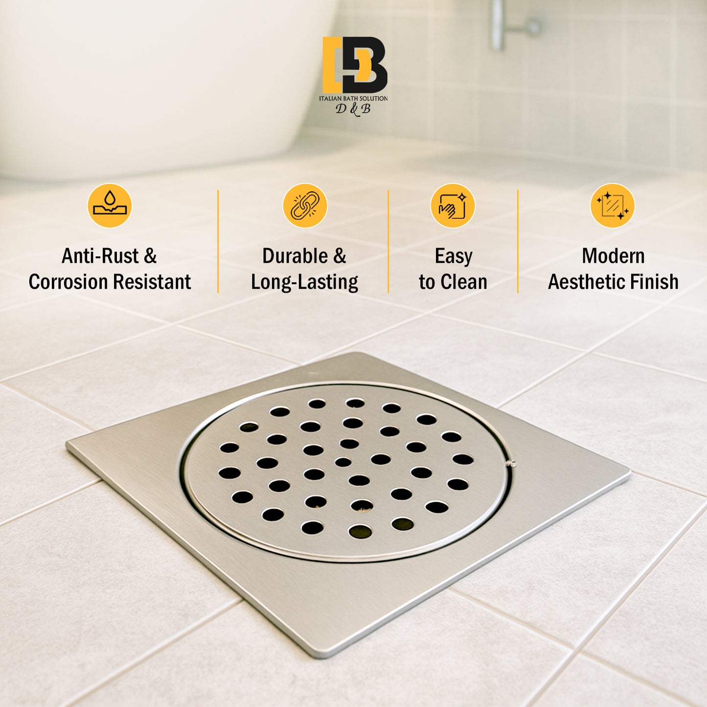 5x5 Inch Stainless Steel Locking Floor Drain Jali – Anti-Clog Cover( SQUARE 521 )