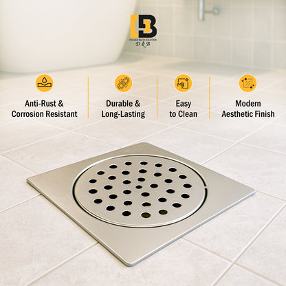 5x5 Inch Stainless Steel Locking Floor Drain Jali – Anti-Clog Cover( SQUARE 521 )