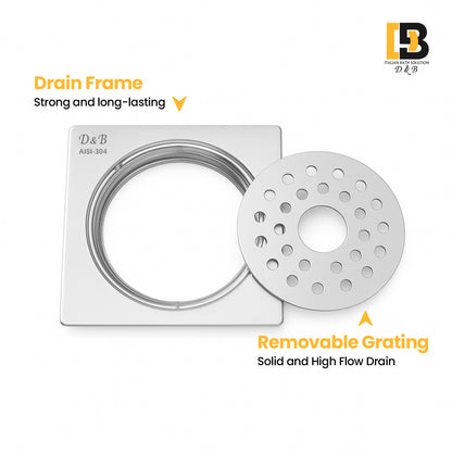 5x5 Inch Stainless Steel Locking Floor Drain Jali – Anti-Clog Cover( SQUARE 521-H )