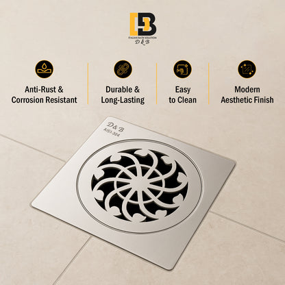 5x5 Inch Stainless Steel Locking Floor Drain Jali – Anti-Clog Cover( SQUARE 531 )