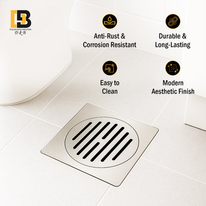 5x5 Inch Stainless Steel Locking Floor Drain Jali – Anti-Clog Cover( SQUARE 541 )