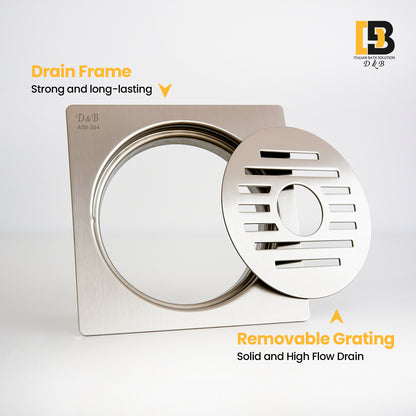 5x5 Inch Stainless Steel Locking Floor Drain Jali – Anti-Clog Cover( SQUARE 541-H )