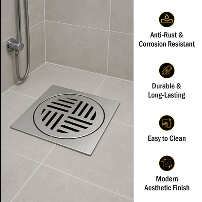 5x5 Inch Stainless Steel Locking Floor Drain Jali – Anti-Clog Cover( SQUARE 551 )