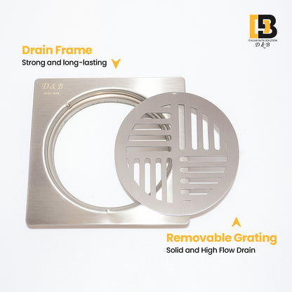 5x5 Inch Stainless Steel Locking Floor Drain Jali – Anti-Clog Cover( SQUARE 551 )