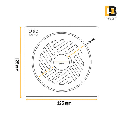 5x5 Inch Stainless Steel Locking Floor Drain Jali With Centre Hole – Anti-Clog Cover( SQUARE 551-H )