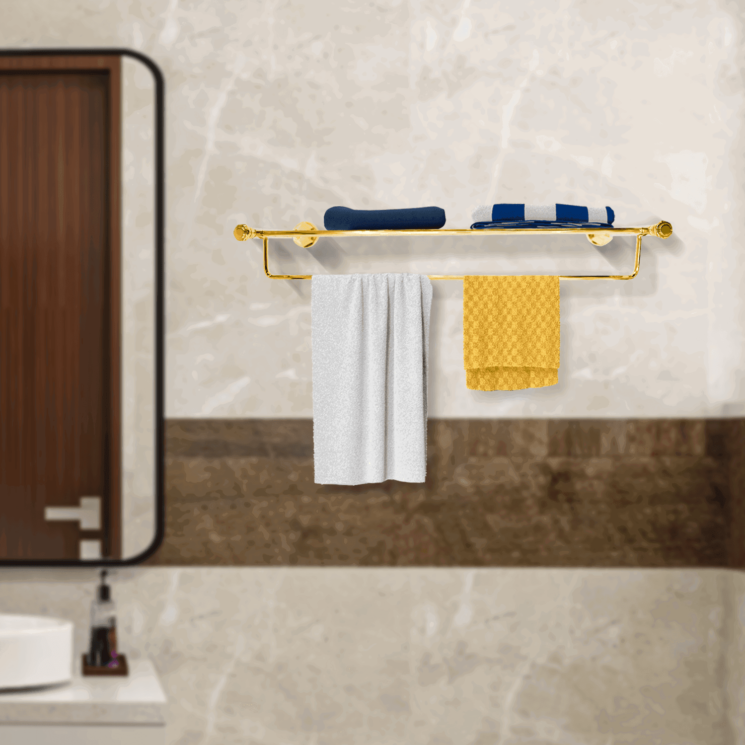 Towel Rack Gold Floris – Elegant Bathroom Storage Solution - D&B Bathware