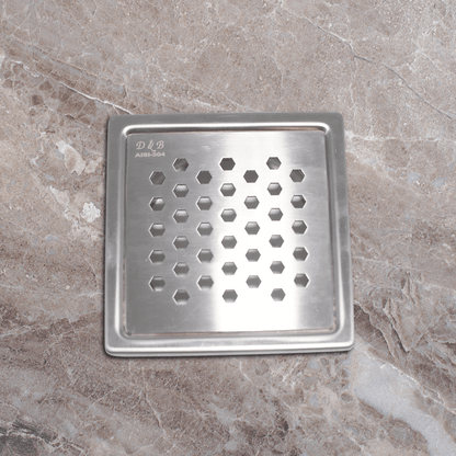 D&B BATHWARE Stainless Steel Shower Drain Channel | Vertical System with Cockroach Trap | Ultimate Floor Solution Center Hole | Anti Foul Auto Close Function | Silver Matt (Vento, 6" * 6" Inches) - D&B Bathware