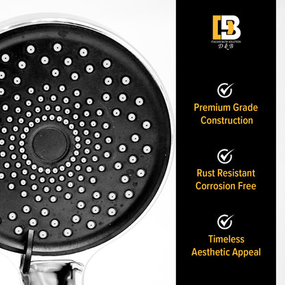 D&B Wave Hand Shower Set – Silver Chrome with 1.5m PVC Hose & Wall Holder