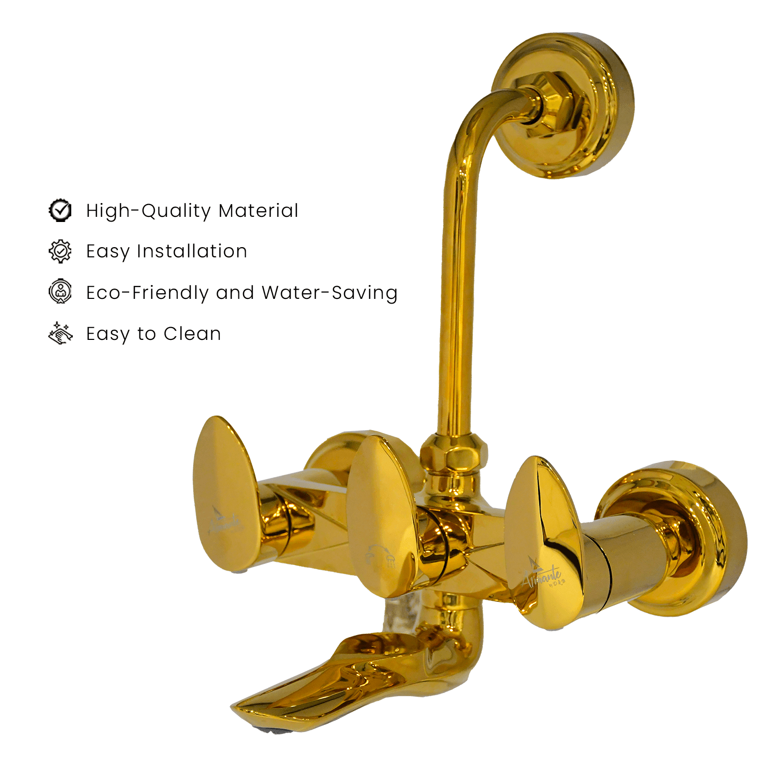 Wall Mixer 2 in 1 with L Band - Gold | Elegant & Durable Bathroom Mixer - D&B Bathware